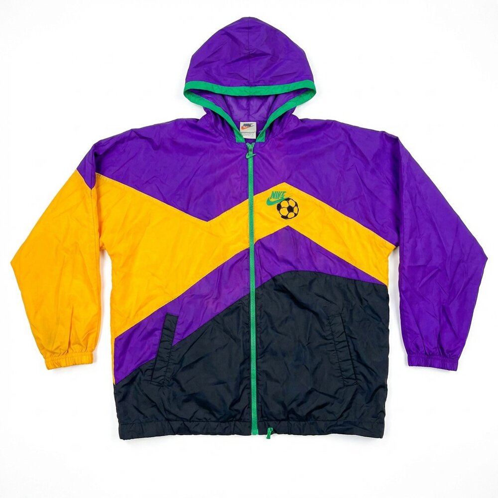 Vintage Nike Purple Yellow Soccer Windbreaker